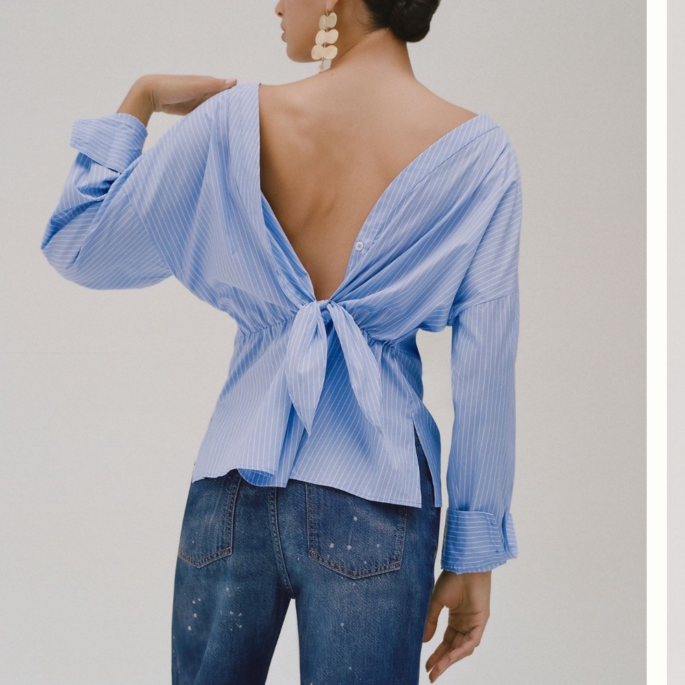 Anthropologie X Harshman Blue Striped Blouse - Picture 6 of 6
